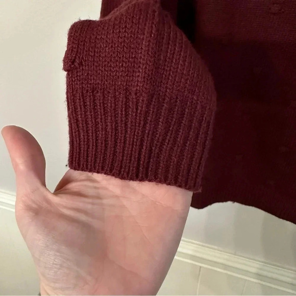 Apt. 9 Swiss Dot Maroon Long Sleeve Sweater Size Large GUC - Picture 6 of 9